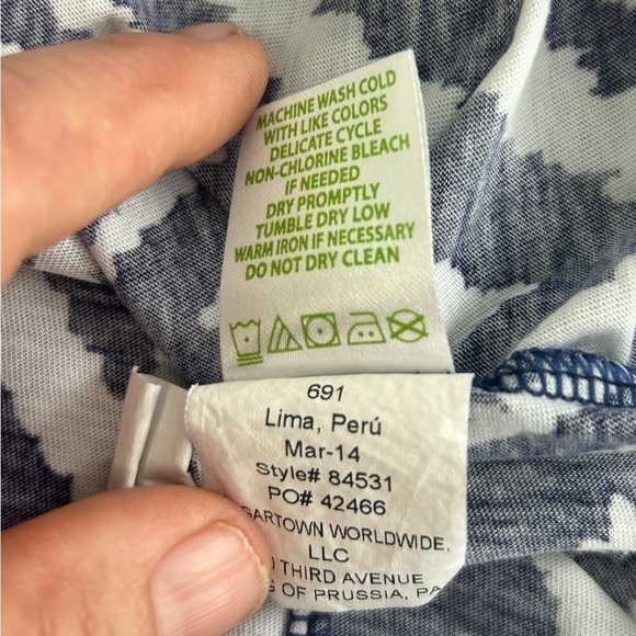 Lilly Pulitzer Palmer Blue White Pima Cotton T-Shirt Chevron Dress Large Preppy - Picture 9 of 9